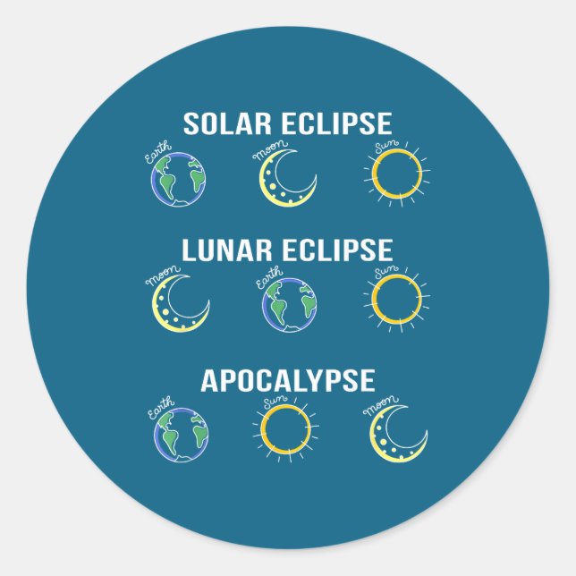 Sticker Rond Éclipse solaire Éclipse lunaire Apocalypse (Devant)