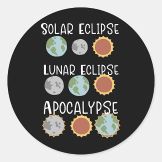 Sticker Rond Éclipse Solaire Lunaire Et Apocalypse 8 Avril 2024