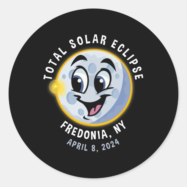Sticker Rond Éclipse solaire mignonne de New York 8 avril 2024  (Devant)