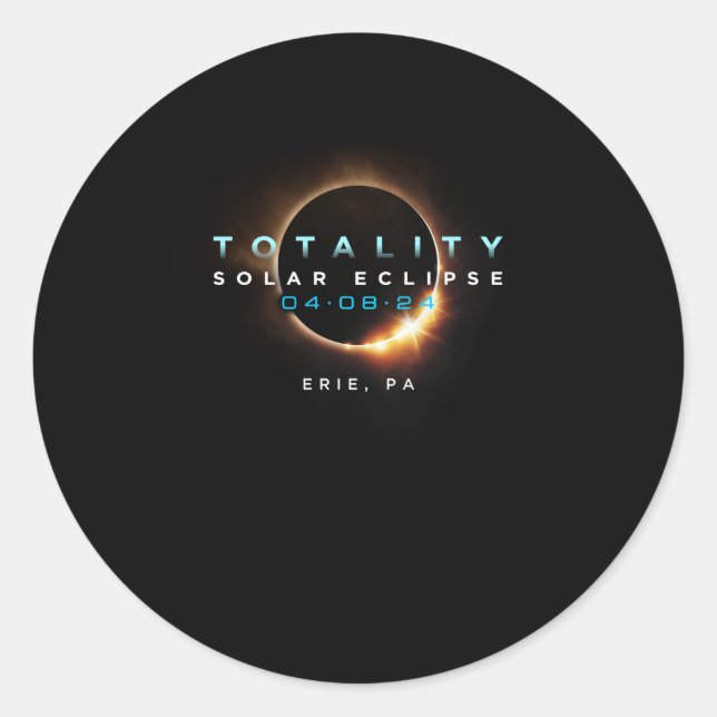 Sticker Rond Éclipse solaire officielle 2024 Erie Pa Totalité 0 (Devant)