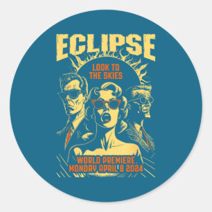 Sticker Rond Éclipse solaire Science-fiction vintage
