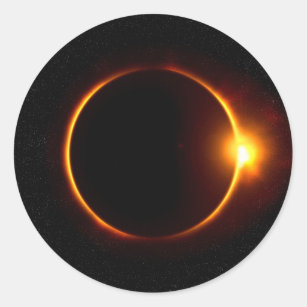 Sticker Rond Éclipse solaire Sun foncé et lune