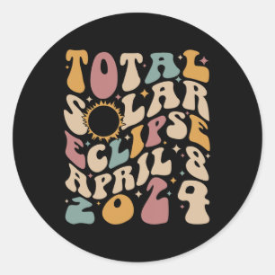 Sticker Rond Éclipse solaire Super rétro Avril 081