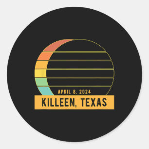 Sticker Rond Éclipse Solaire Totale 2024 À Killeen Texas