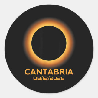 Sticker Rond Éclipse solaire totale 2026 Cantabrie Espagne Tota