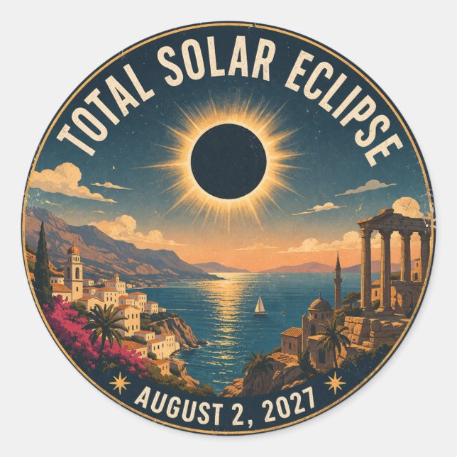 Sticker Rond Éclipse solaire totale 2027  (Devant)