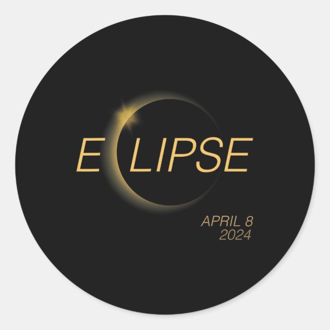 Sticker Rond Éclipse solaire totale 4.08.24 Amérique Éclipse so (Devant)