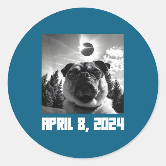 Sticker Rond Éclipse solaire totale 8 avril (Devant)