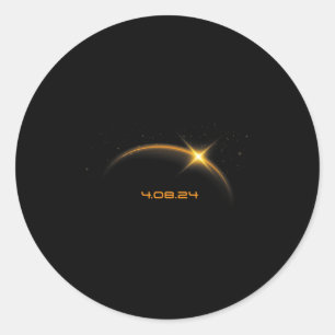 Sticker Rond Éclipse solaire totale 8 avril 2024