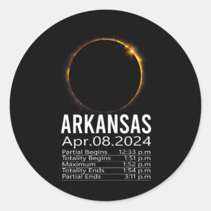 Sticker Rond Éclipse solaire totale 8 avril 2024 Arkansas Calen
