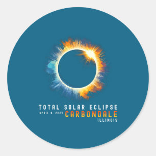 Sticker Rond Éclipse Solaire Totale 8 Avril 2024 Carbondale Ill