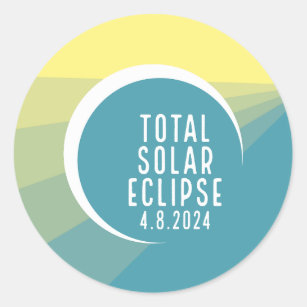 Sticker Rond Éclipse solaire totale - 8 avril 2024 - conception