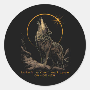Sticker Rond Éclipse solaire totale 8 avril Loup