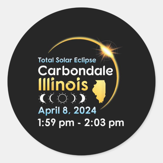 Sticker Rond Éclipse Solaire Totale À Carbondale Illinois Sur A (Devant)