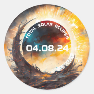 Sticker Rond Éclipse solaire totale américaine 2024