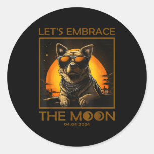 Sticker Rond Éclipse solaire totale câline pour chien