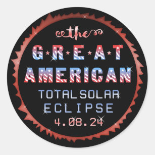 Sticker Rond Éclipse solaire totale des États-Unis 8 avril 2024
