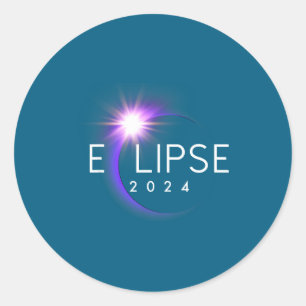 Sticker Rond Éclipse solaire totale en Amérique 04 08 24 Totali