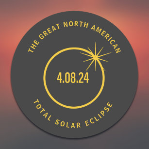 Sticker Rond Éclipse solaire totale en Amérique du Nord 04.08.2