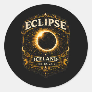 Sticker Rond Éclipse solaire totale en Islande 2026 Éclipse cél