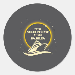 Sticker Rond Éclipse solaire totale en mer correspondante