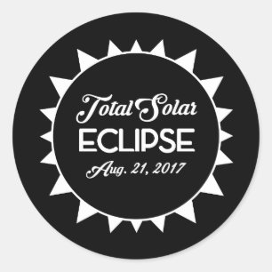 Sticker Rond Éclipse solaire totale le 21 août 2017 noire et