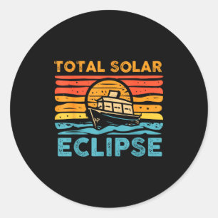 Sticker Rond Éclipse solaire totale Rétro Éclipse