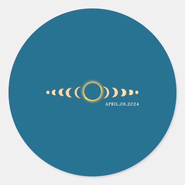 Sticker Rond Éclipse Solaire Totale Usa Avril (Devant)