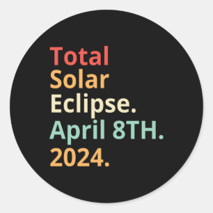 Sticker Rond Éclipse solaire vintage totale 8 avril 2024