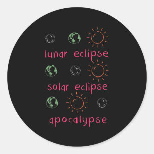 Sticker Rond Eclipse Total Éclipse Solaire 8 avril 2024 Totalit