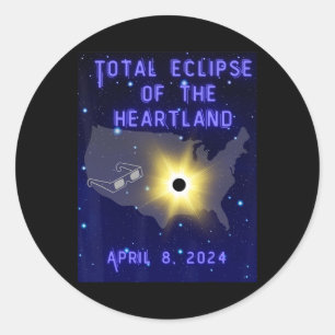 Sticker Rond Éclipse Totale Du Coeur - Éclip Solaire Total