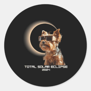 Sticker Rond Éclipse Totale du Soleil Yorkshire Terrier