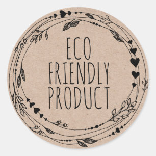 Sticker Rond Eco Friendly Zero Waste Leafy Kraft