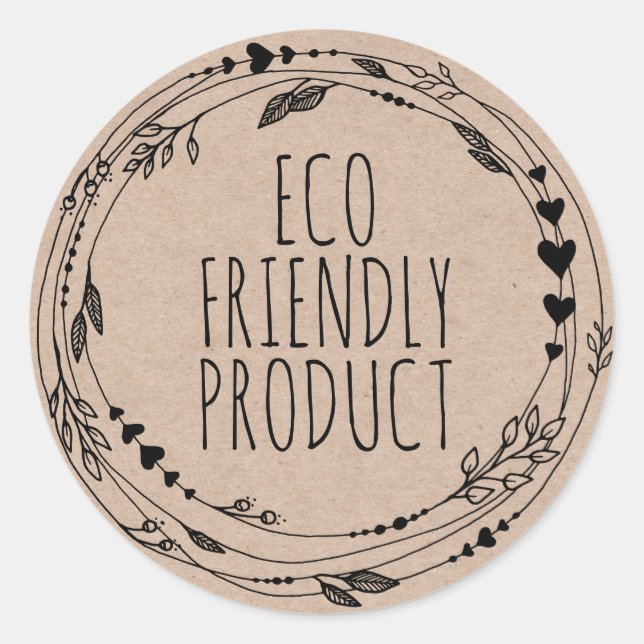 Sticker Rond Eco Friendly Zero Waste Leafy Kraft (Devant)