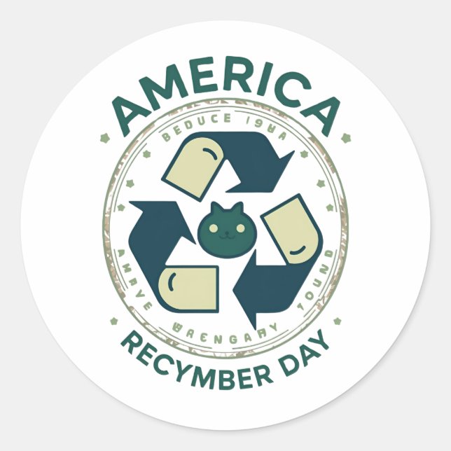 Sticker Rond Eco Warrior Recycle Day Shirt (Devant)