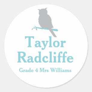 Sticker Rond École ajouter votre grade et nom owl'auto-collant