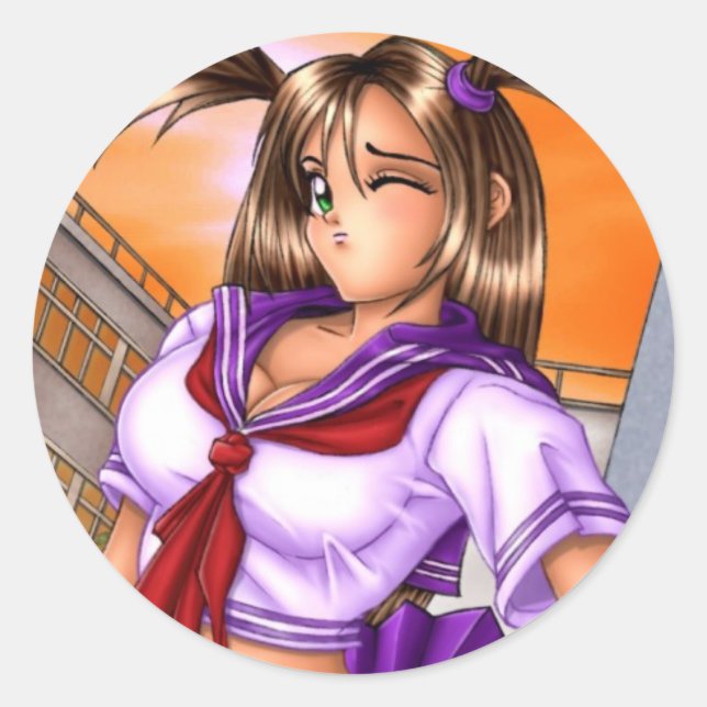 Sticker Rond École Anime fille Nikki (Devant)