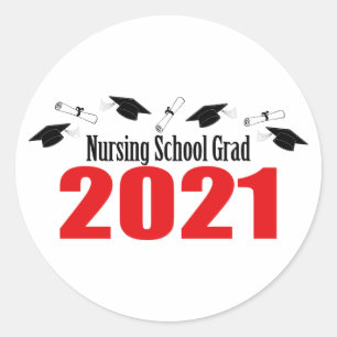 Sticker Rond École De Soins Infirmiers Casquettes Et Diplômes