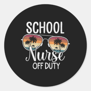 Sticker Rond École De Vacances D'Été Fin De L'Année École Infir