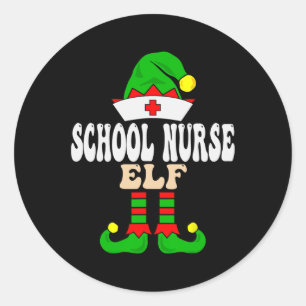 Sticker Rond École Infirmière Elf Xmas Famille Correspondante C