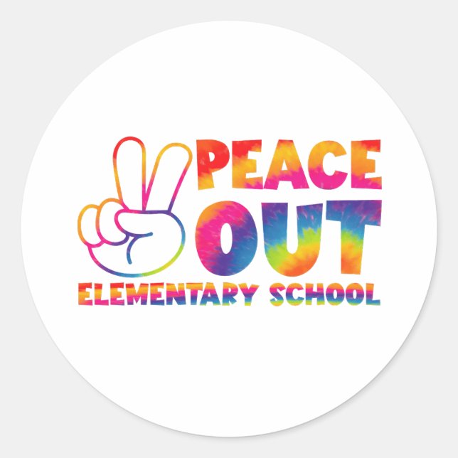 Sticker Rond École primaire Peace Out Tie Dye Dernier jour  (Devant)
