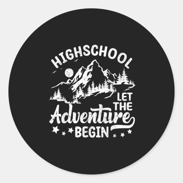 Sticker Rond École Secondaire Laisser L'Aventure Commencer À L' (Devant)