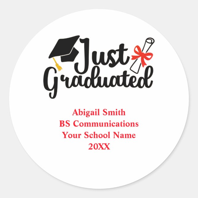 Sticker Rond École Supérieure Personnalisée Rouge Noir (Devant)