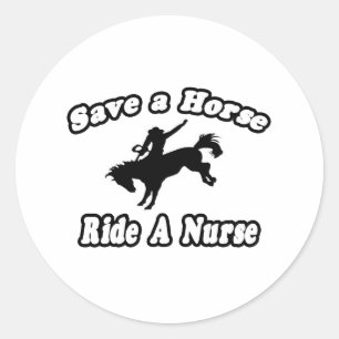 Sticker Rond Économisez Cheval, Ride Nurse