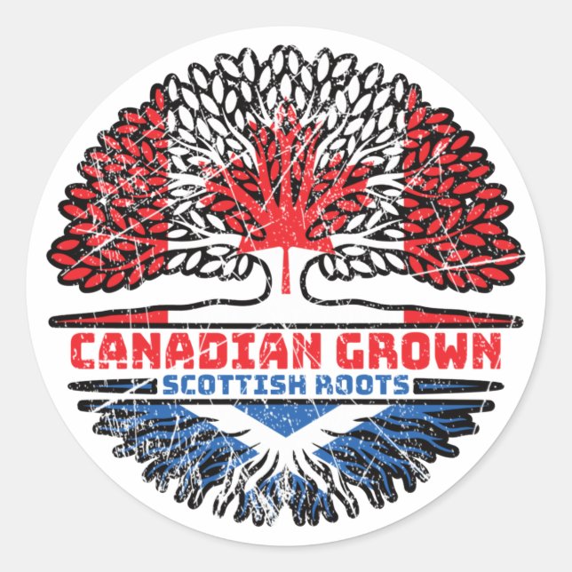 Sticker Rond Écosse Écosse Canadian Canada Tree Roots Flag (Devant)