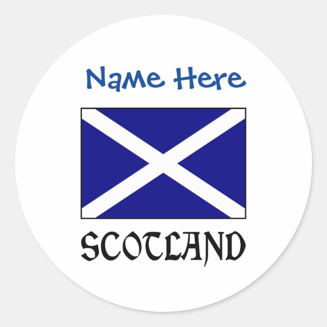 Sticker Rond Ecosse et Scot Drapeau bleu Personnalisation (Devant)
