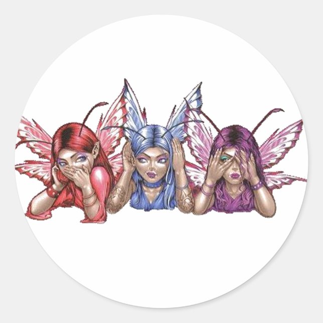 Sticker Rond Écoute, Parle, Ne Vois Pas De Mal (Devant)