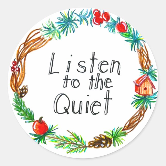 Sticker Rond Écouter la feuille d'autocollants silencieux (Devant)