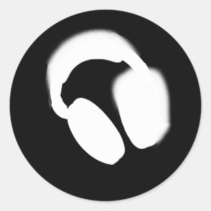 Sticker Rond Écouteurs