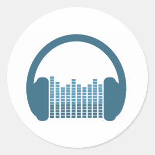 Sticker Rond Écouteurs du DJ, logo du DJ
